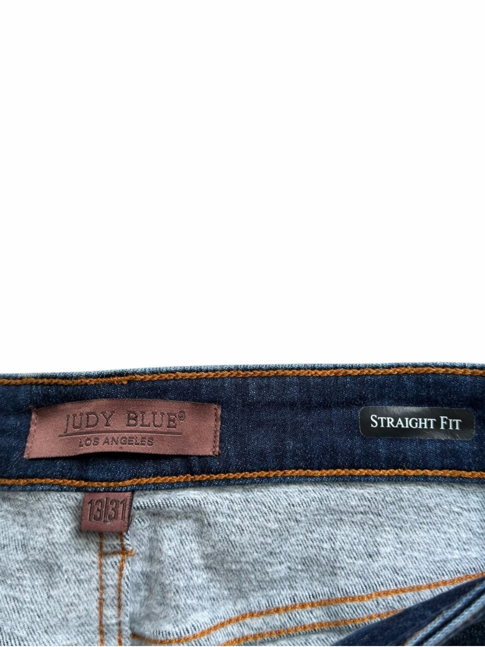 Judy Blue High Rise Thermal Straight Leg Jeans 13/31 Dark Blue Stretch Denim - Picture 2 of 7